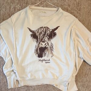 Free People Camden Pullover Highland Cow